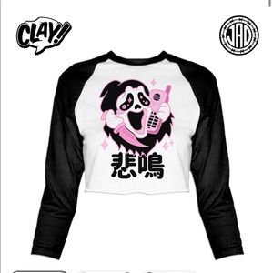 Jad is Rad Kawaii Ghost women’s cropped baseball tee